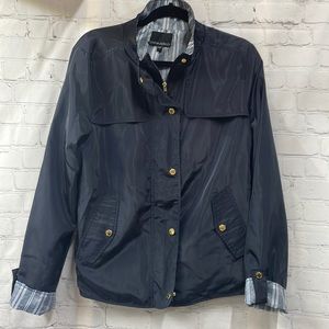 Cynthia Rowley Navy Gold Buttons Preppy Fisherman Windbreaker Large Jacket